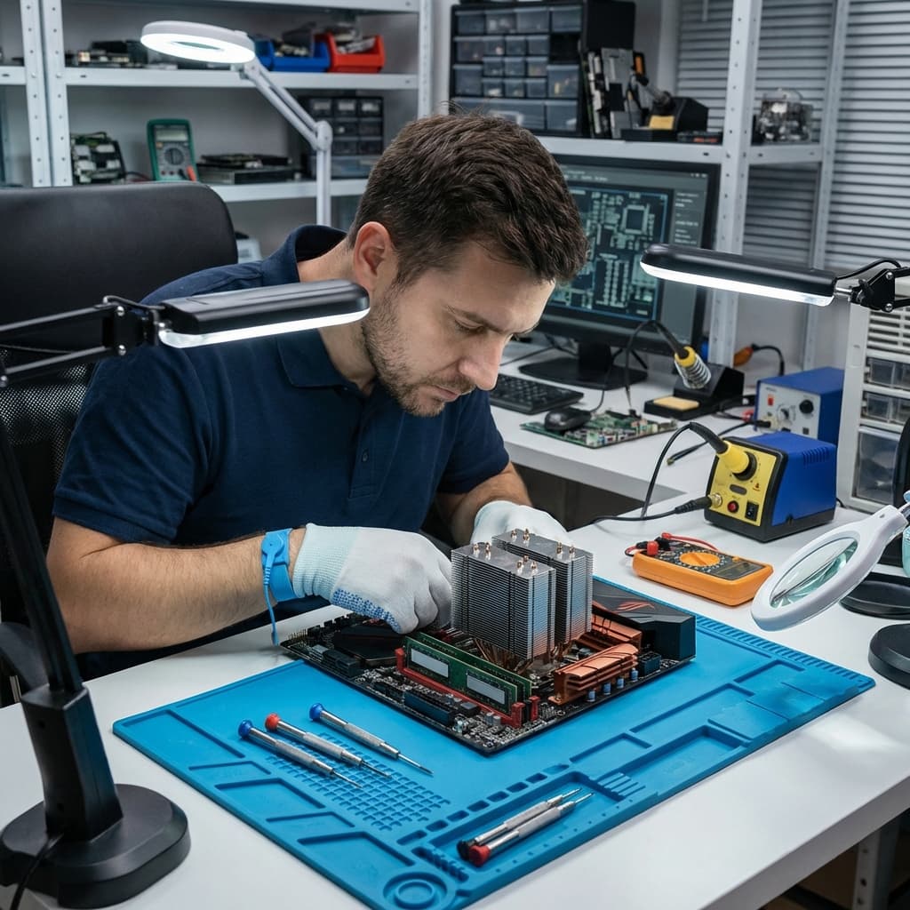 PC Reparatur Techniker bei der Arbeit